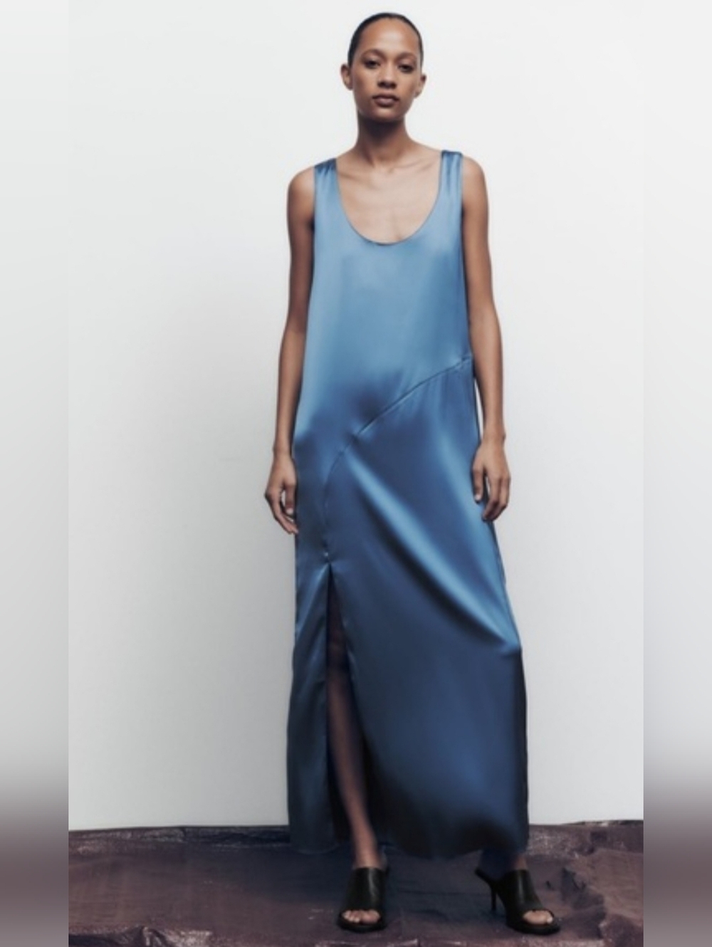 Zara LONG SATIN EFFECT DRESS